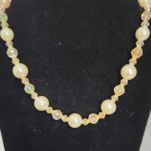 Vintage-Inspired Faux Pearl & Crystal Bead Necklace – 19” - Picture 3 of 5
